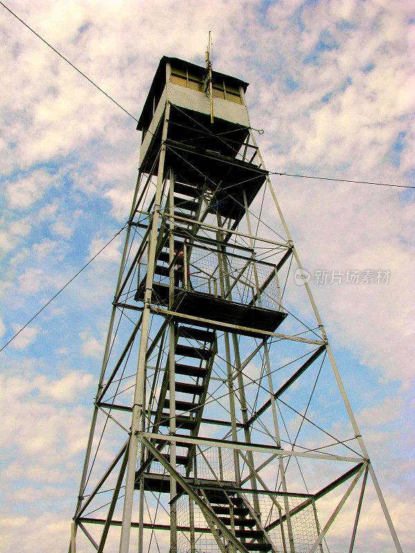 Low Angle Hadley Fire Tower and Sky, Hadley Mountain, NY